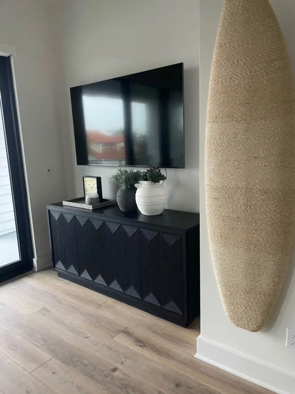 Woven Surfboard Wall Art - Neutral Beige Jute